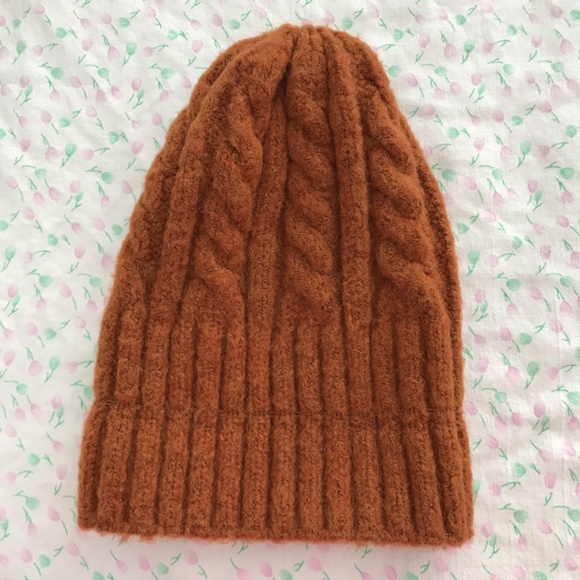FOREVER 21 Cable Knit Winter Beanie Hat Mustard Orange - Picture 2 of 4
